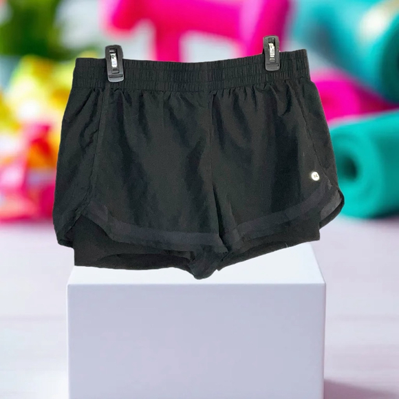 RBX Black Athletic Active Wear X-Dri Shorts w Stretch Shorts Underneath Women Lg - Picture 1 of 6